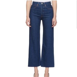 Re/Done Dark Blue Flare & Wide Leg Jeans